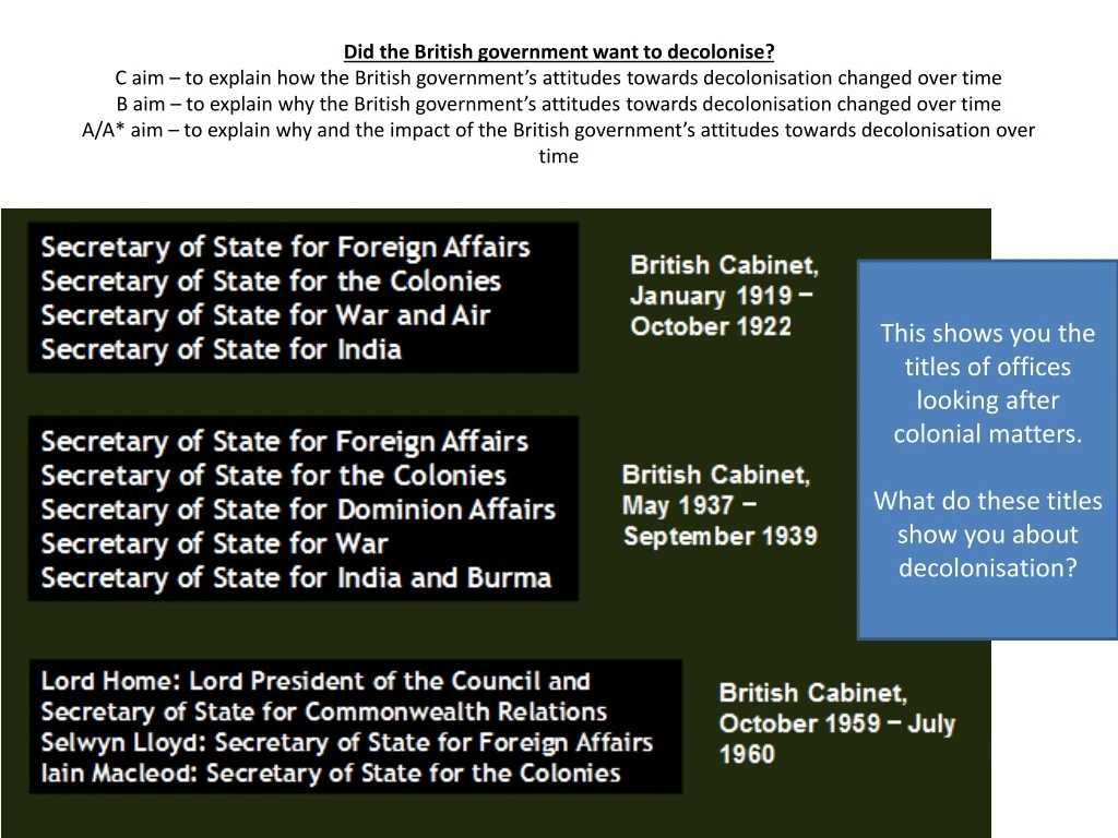 did the british government want to decolonise