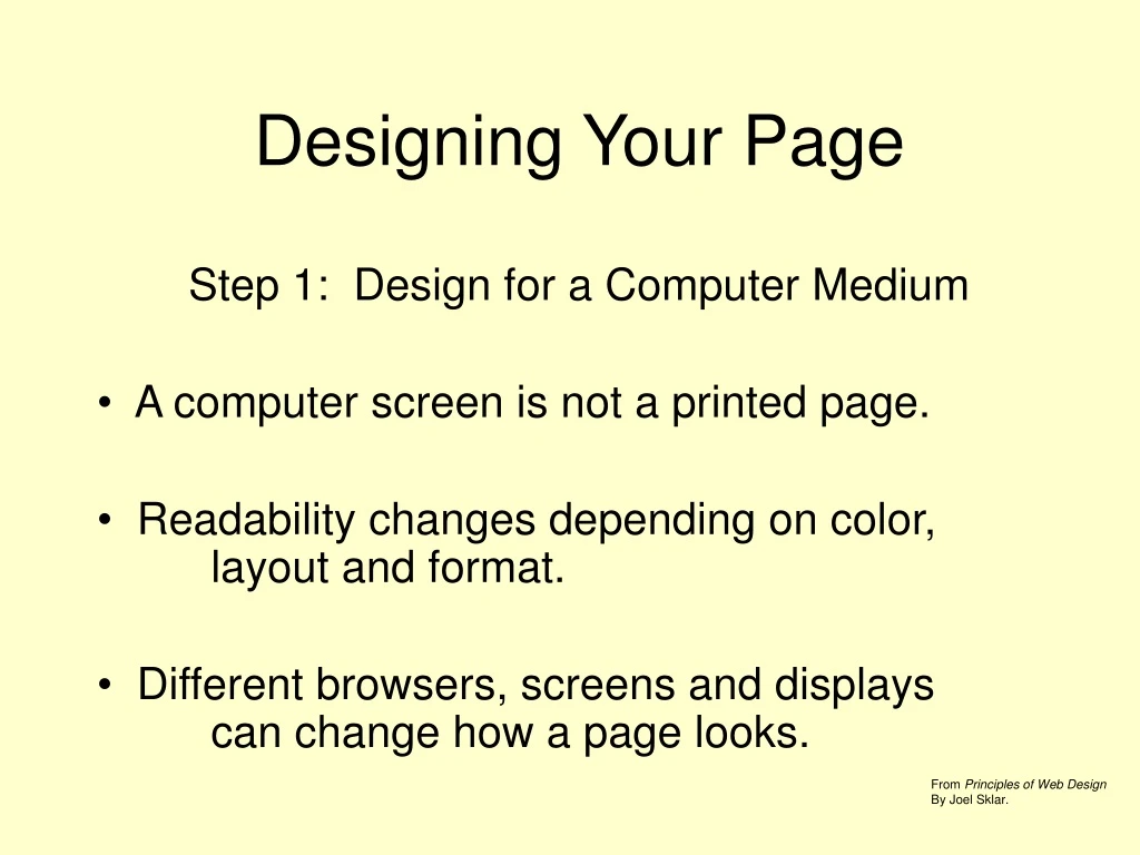 designing your page