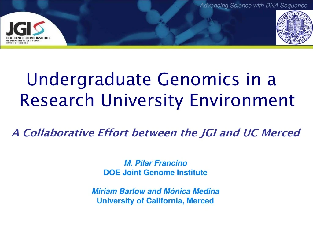 undergraduate genomics in a research university