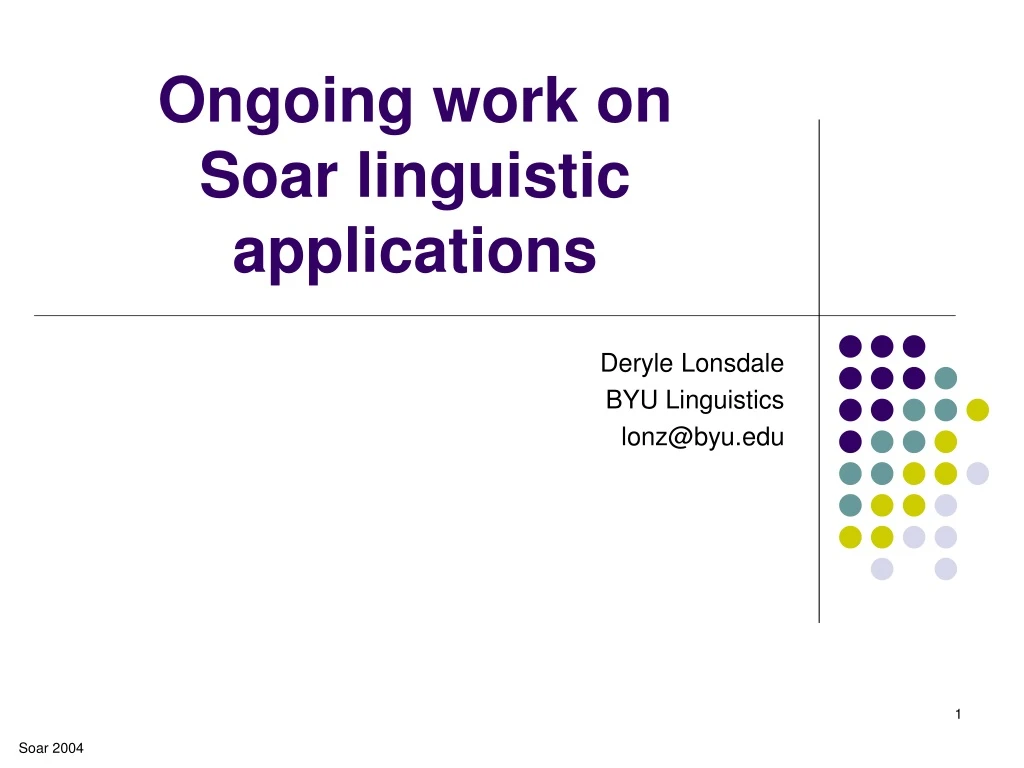 ongoing work on soar linguistic applications