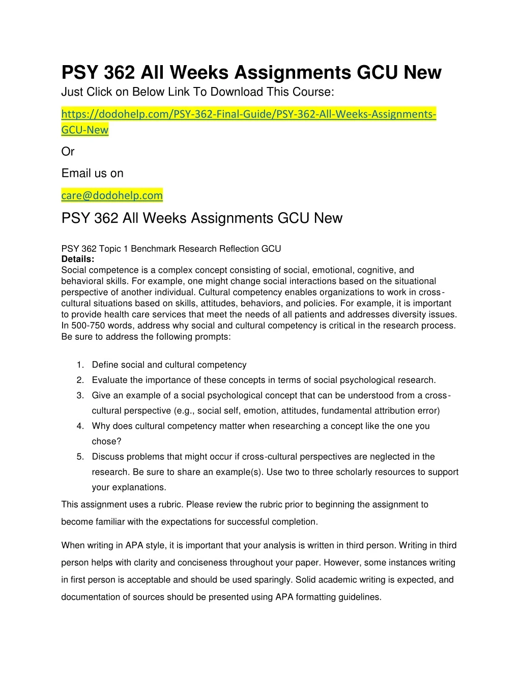 psy 362 all weeks assignments gcu new just click