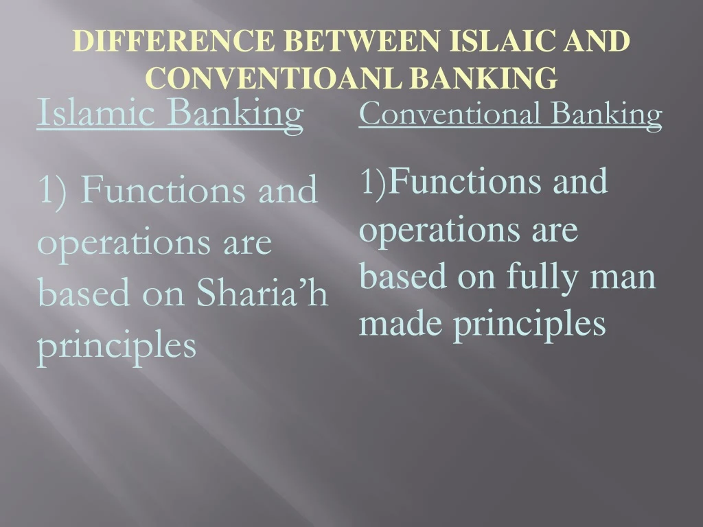 difference between islaic and conventioanl banking