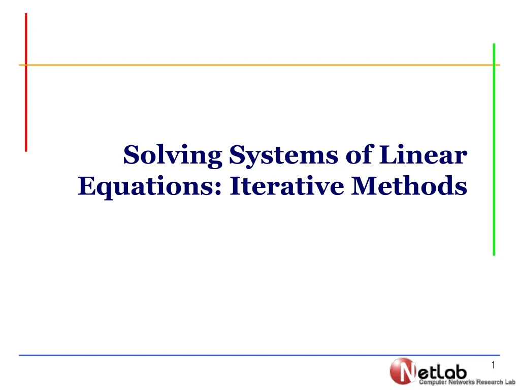 solving systems of linear equations iterative methods