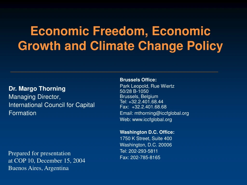 economic freedom economic growth and climate change policy