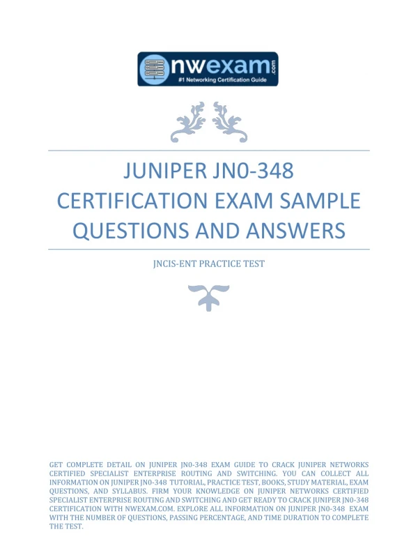 JUNIPER JN0-348 CERTIFICATION EXAM SAMPLE QUESTIONS AND ANSWERS