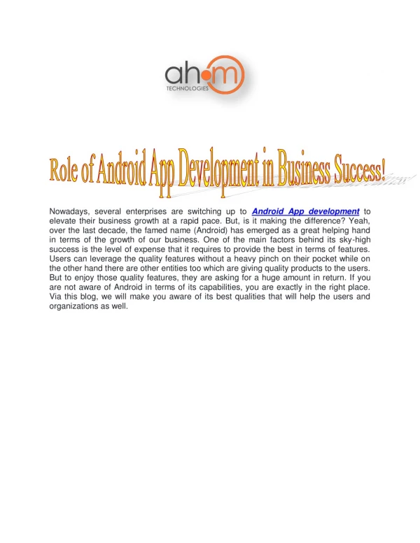 Role of Android App Development in Business Success
