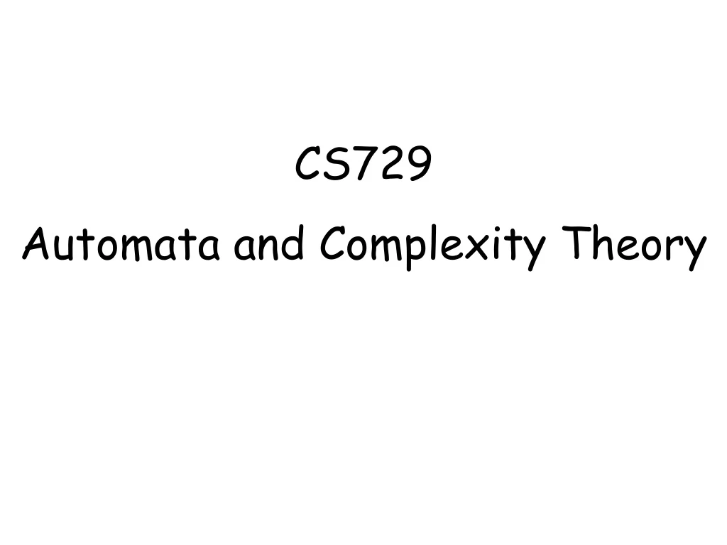 cs729 automata and complexity theory