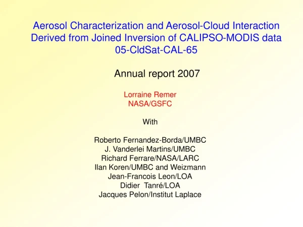 Aerosol Characterization and Aerosol-Cloud Interaction