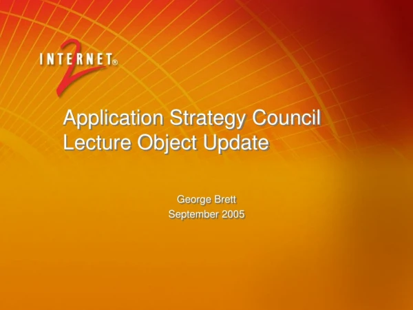 Application Strategy Council Lecture Object Update