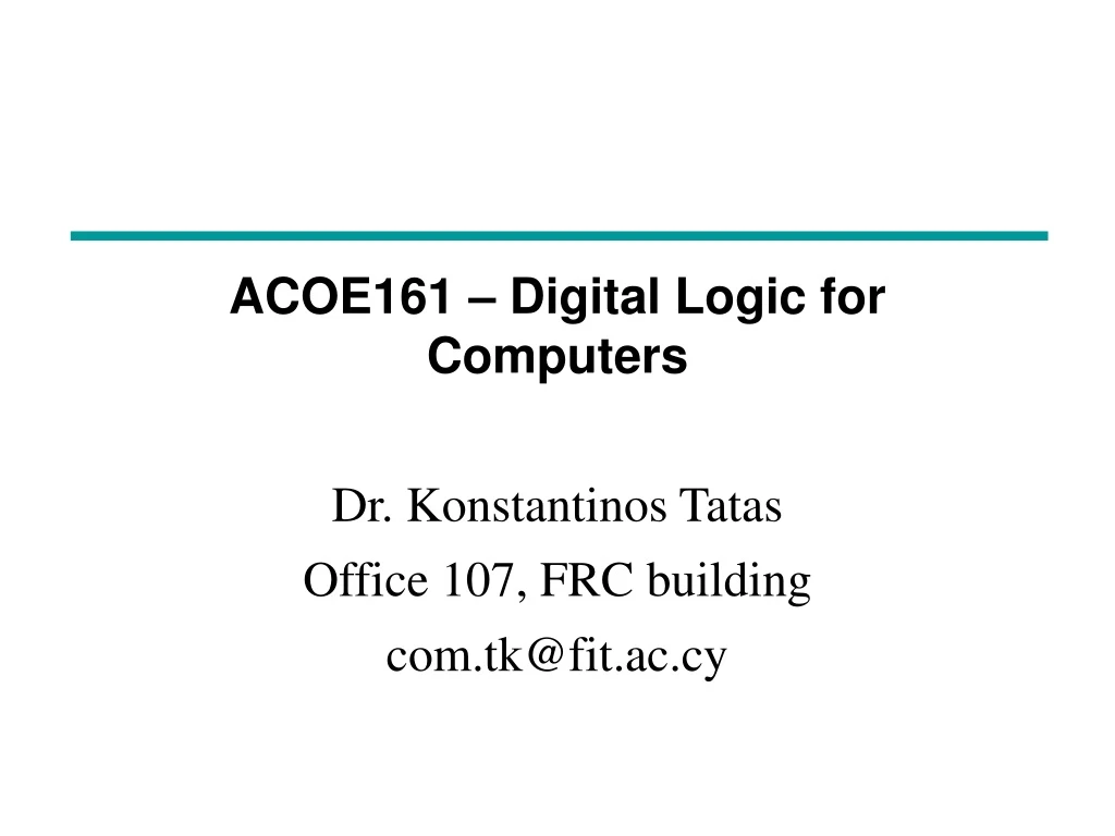 acoe161 digital logic for computers