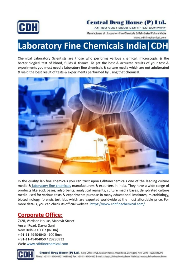 Laboratory Fine Chemicals India-CDH