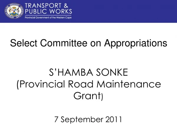 Select Committee on Appropriations