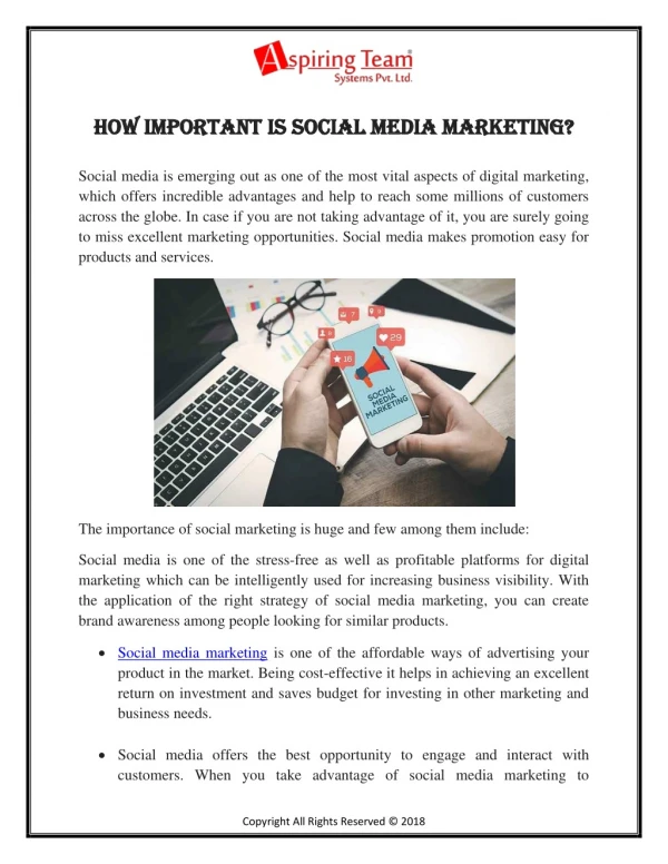 How important is Social media marketing?