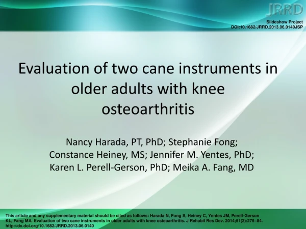 Evaluation of two cane instruments in older adults with knee osteoarthritis