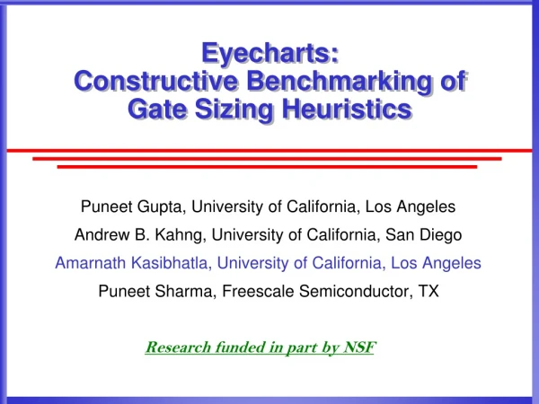 Eyecharts: Constructive Benchmarking of Gate Sizing Heuristics