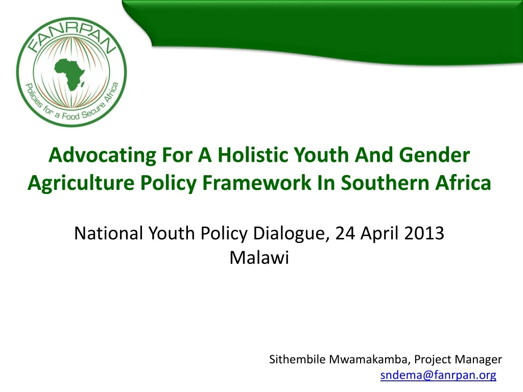 advocating for a holistic youth and gender