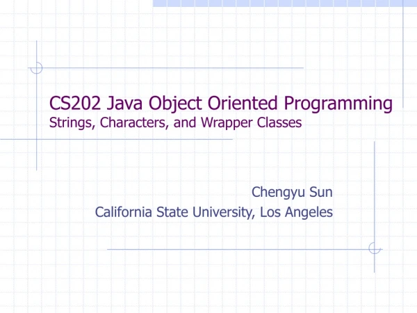 CS202 Java Object Oriented Programming Strings, Characters, and Wrapper Classes