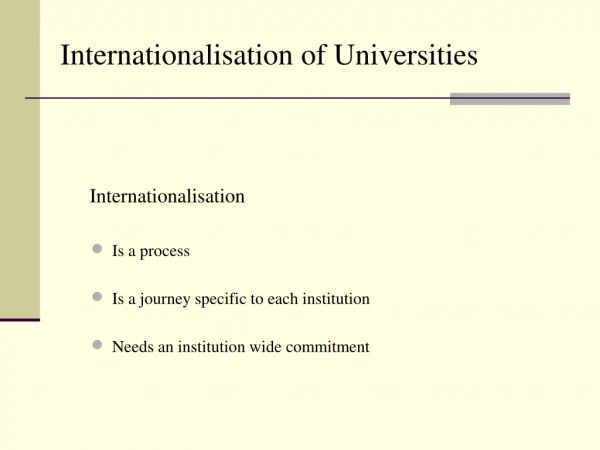 Internationalisation of Universities