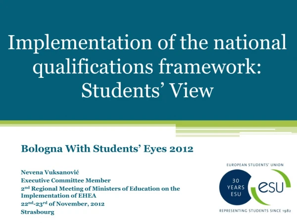 Implementation of the national qualifications framework: Students’ View