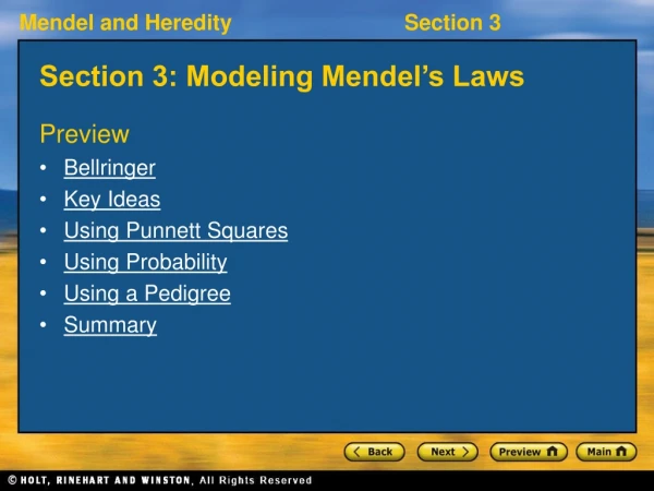 Section 3: Modeling Mendel’s Laws