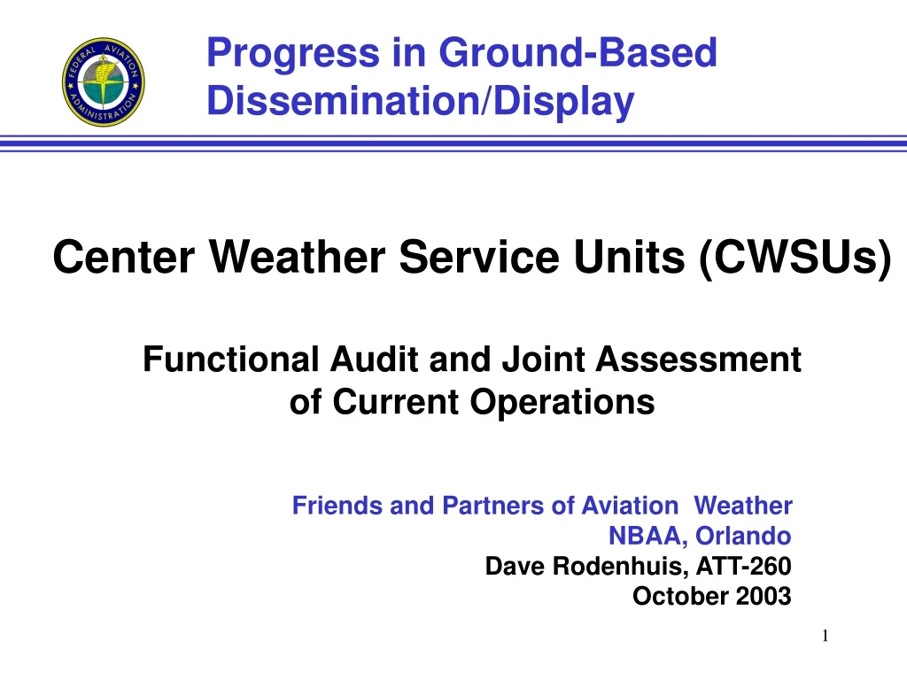 center weather service units cwsus functional audit and joint assessment of current operations