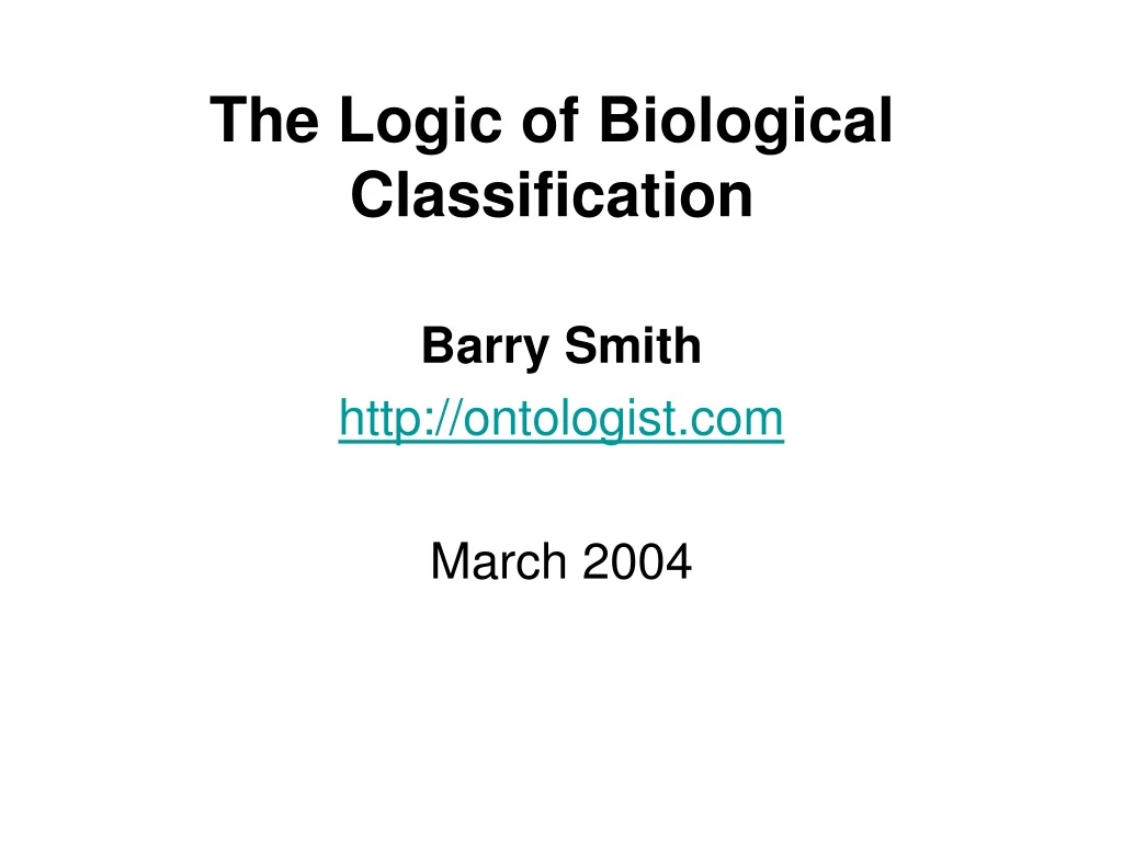 the logic of biological classification