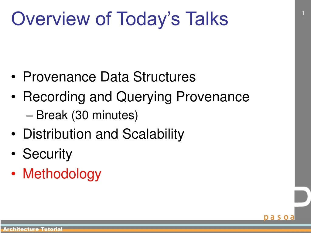 overview of today s talks