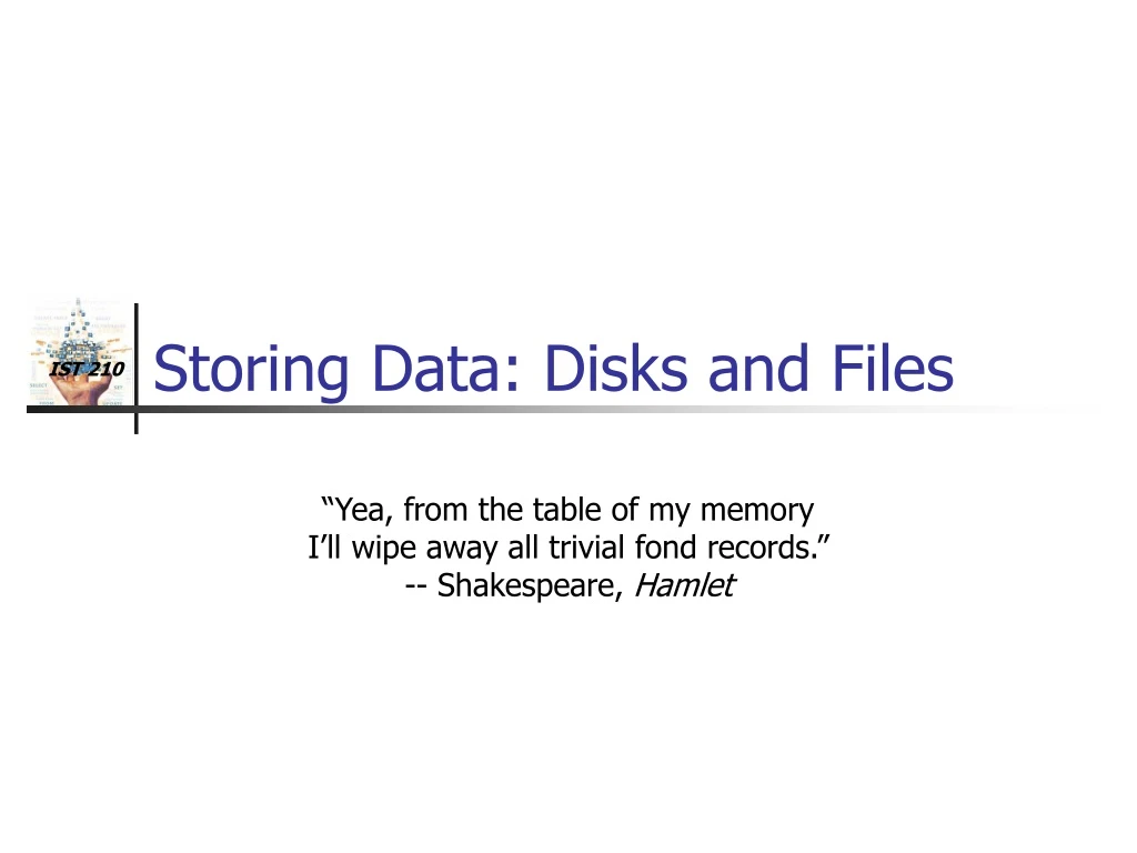 storing data disks and files