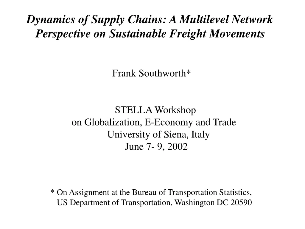 dynamics of supply chains a multilevel network