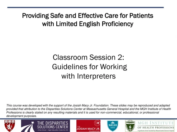 Providing Safe and Effective Care for Patients with Limited English Proficiency