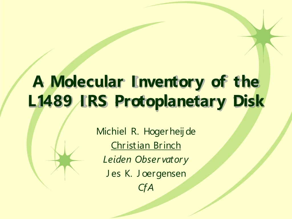 a molecular inventory of the l1489 irs protoplanetary disk