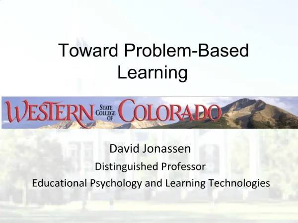 Toward Problem-Based Learning