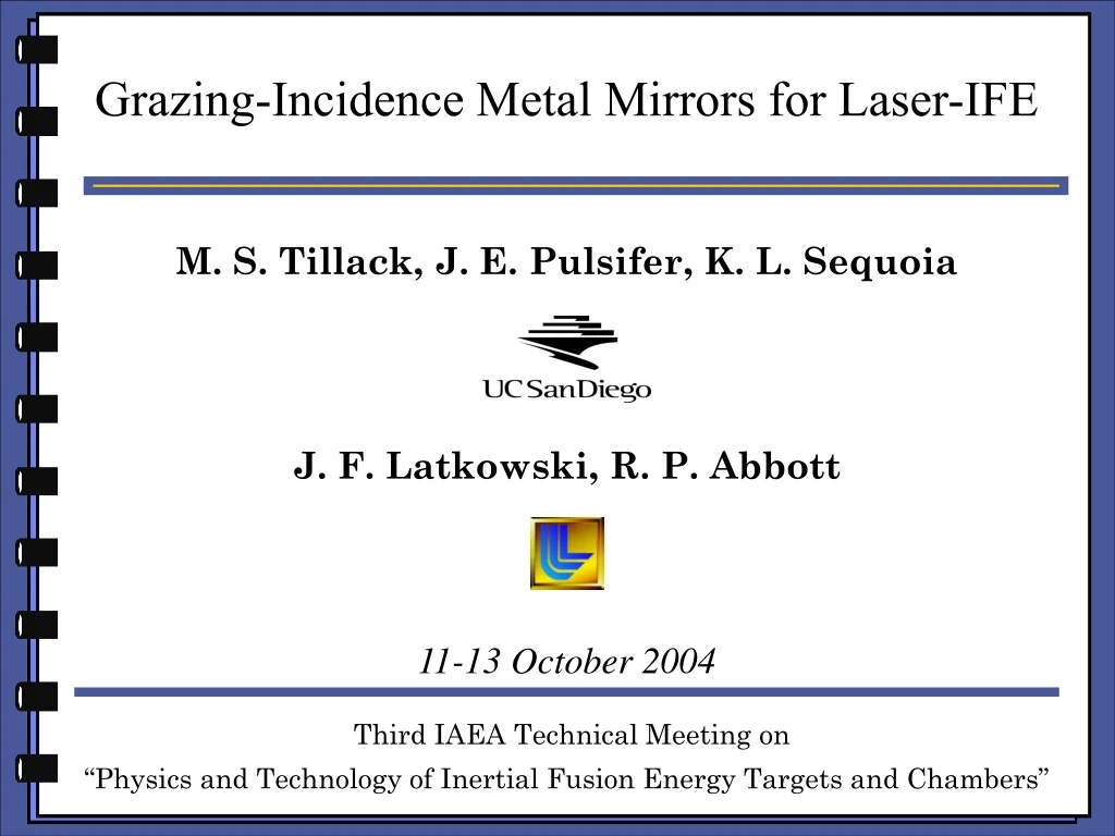 grazing incidence metal mirrors for laser ife