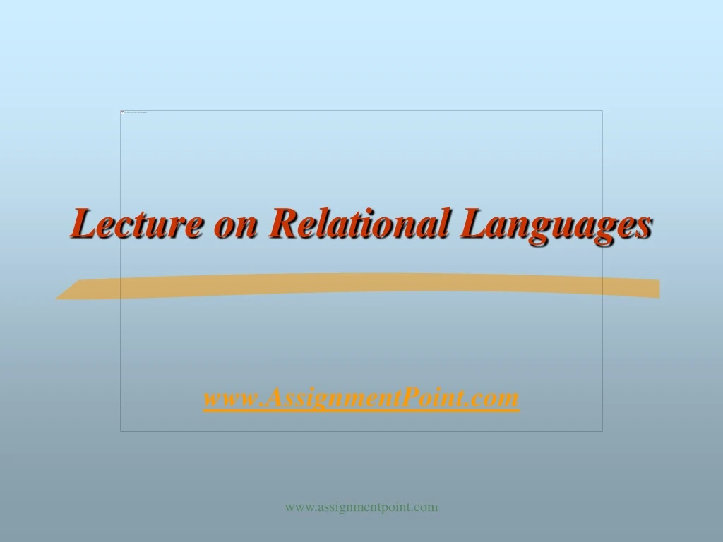 lecture on relational languages