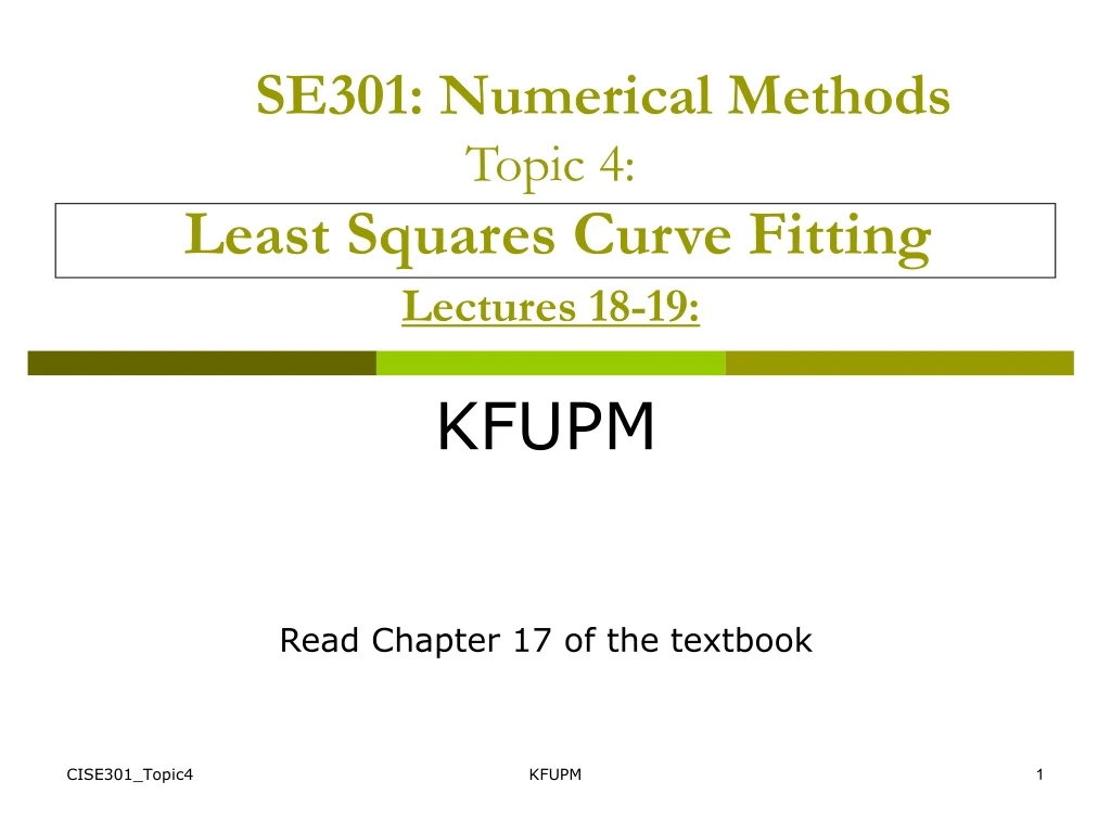se301 numerical methods topic 4 least squares