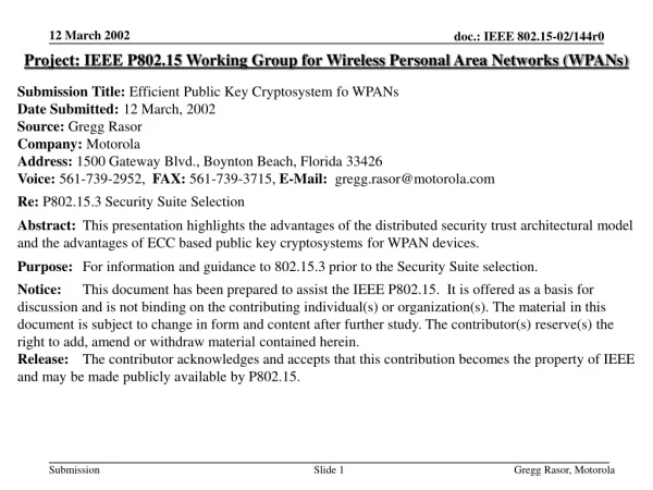 Project: IEEE P802.15 Working Group for Wireless Personal Area Networks (WPANs)