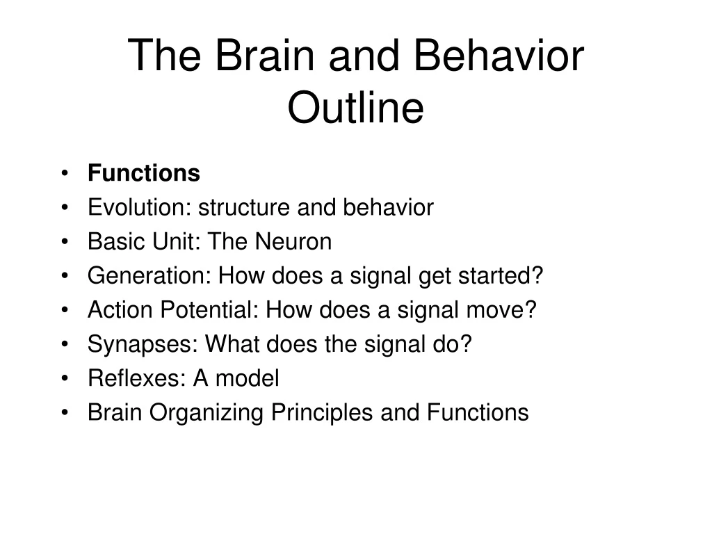 the brain and behavior outline