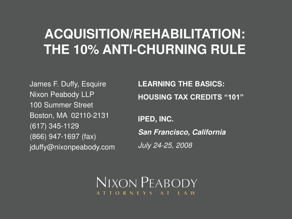 acquisition rehabilitation the 10 anti churning