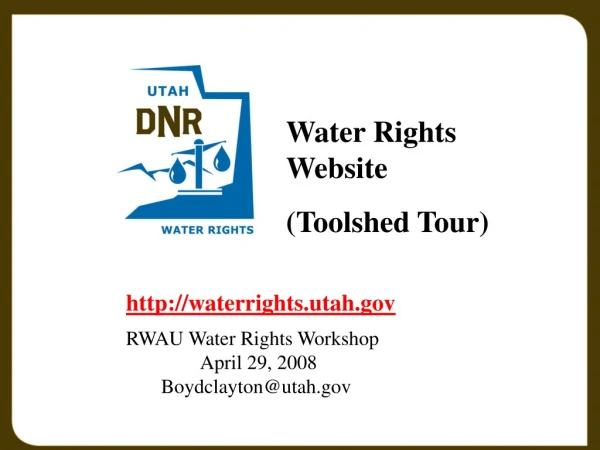 Water Rights Website (Toolshed Tour)