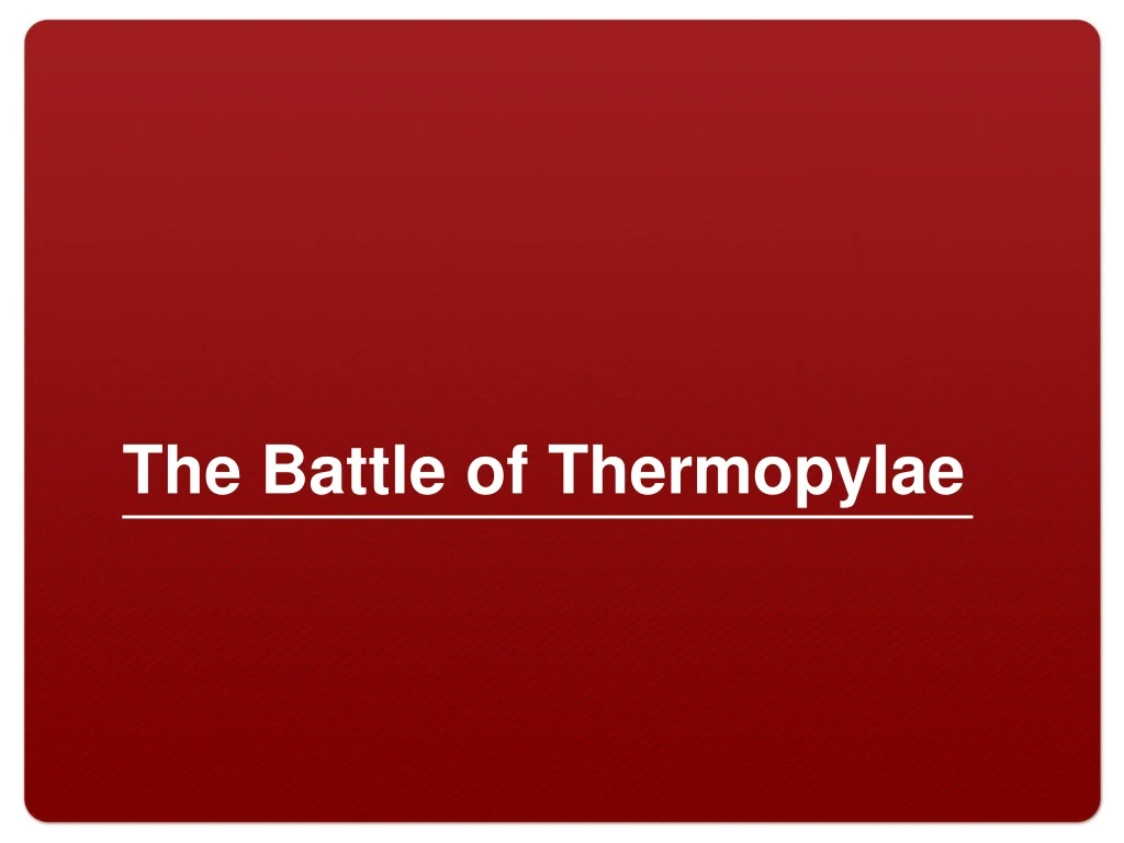 the battle of thermopylae
