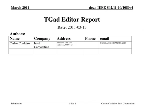 TGad Editor Report