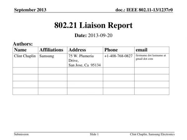 802.21 Liaison Report