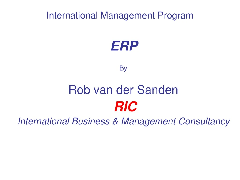 international management program erp