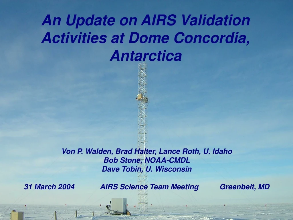 an update on airs validation activities at dome concordia antarctica