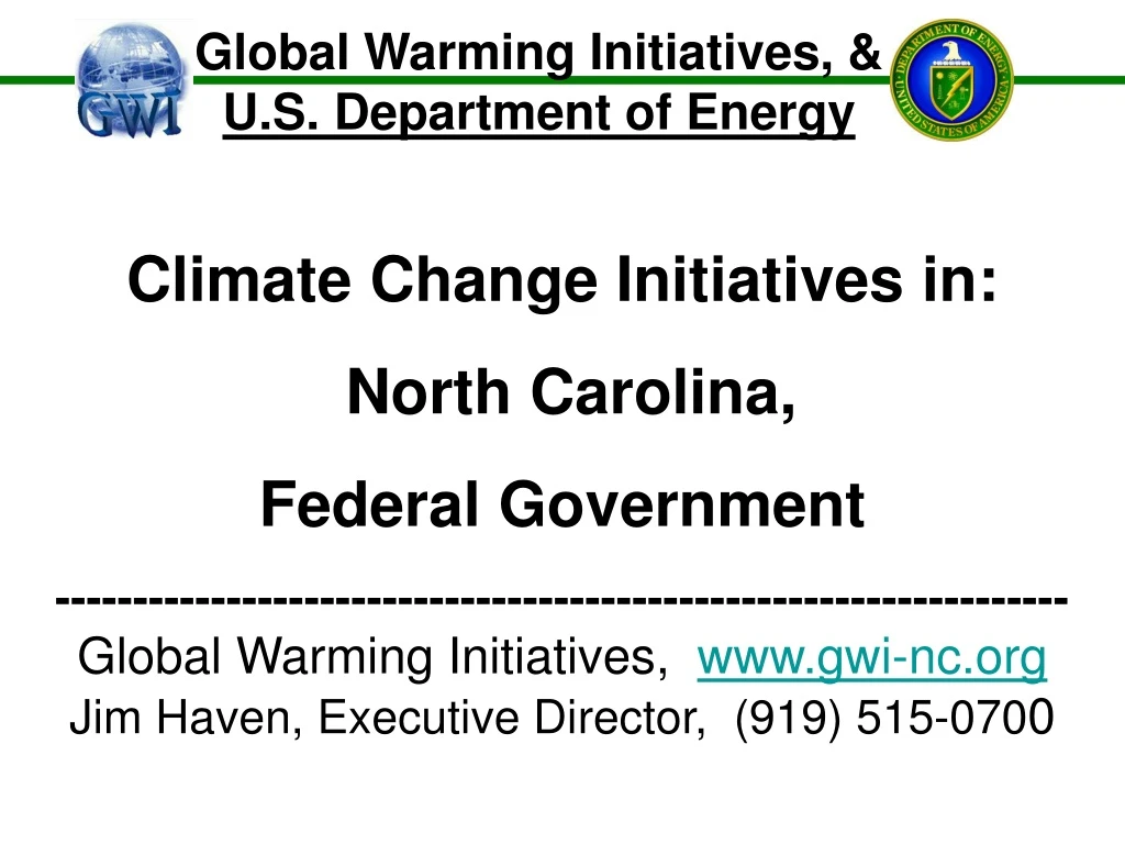 global warming initiatives u s department