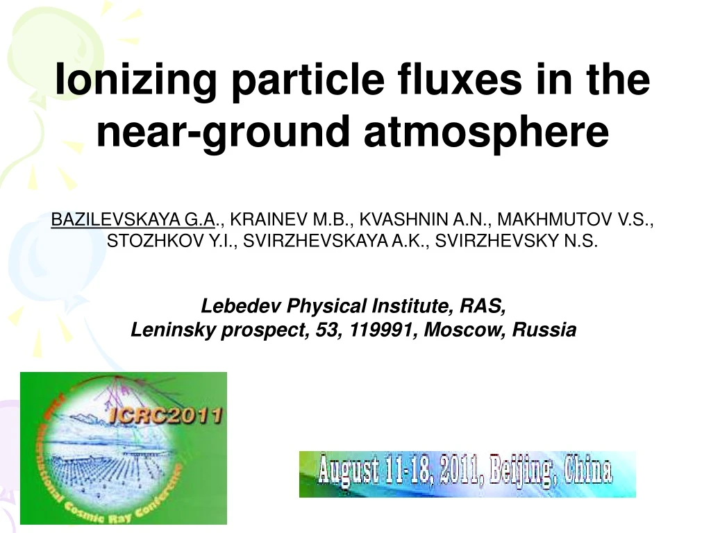 ionizing particle fluxes in the near ground