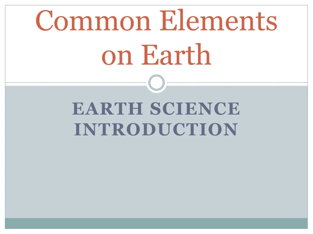 common elements on earth