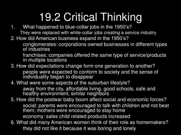 19.2 Critical Thinking
