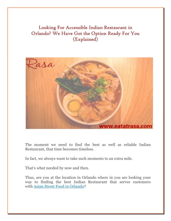 Looking For Accessible Indian Restaurant in Orlando? We Have Got the Option Ready For You (Explained)