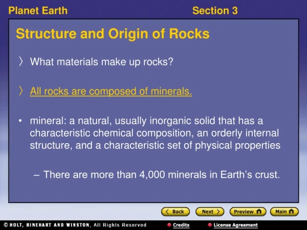 Structure and Origin of Rocks